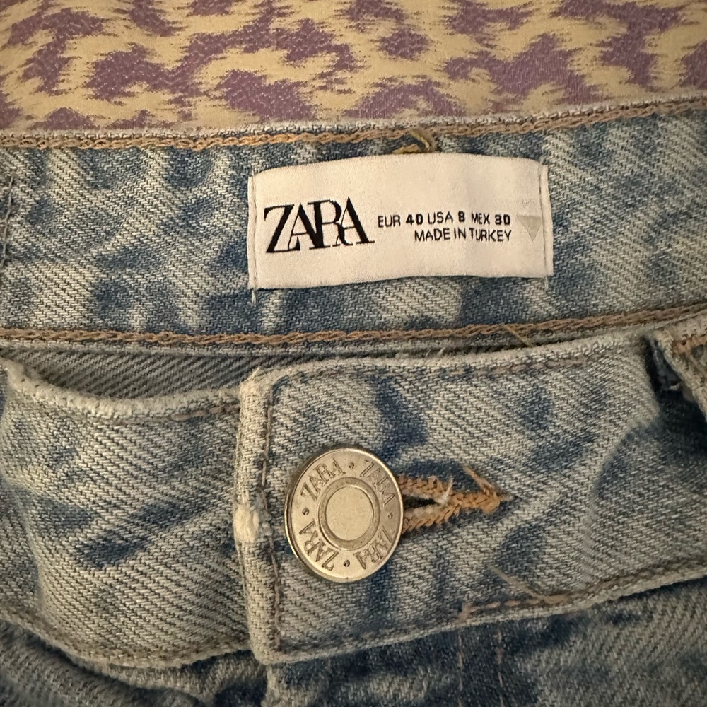 Zara high rise ripped wide leg jeans